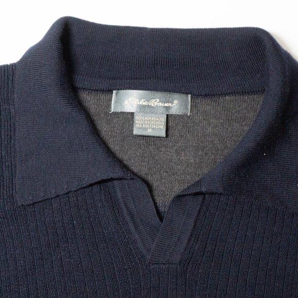 Eddie Bauer Navy Blue Merino Wool Sweater - M - Picture 5 of 5